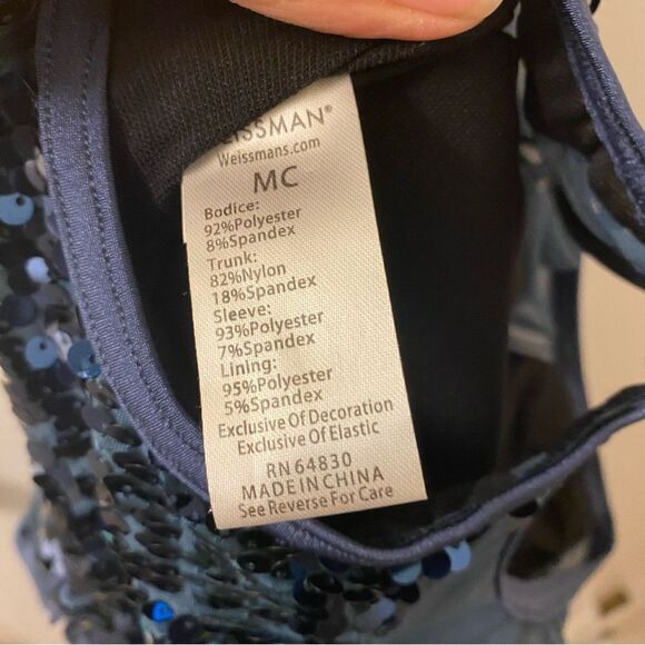 Weissman dance costume navy slate blue sequin biketard Found My Vibe 13336 MC - Picture 9 of 11